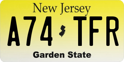 NJ license plate A74TFR