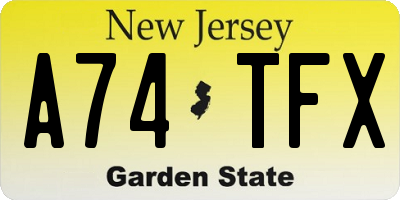 NJ license plate A74TFX