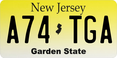 NJ license plate A74TGA