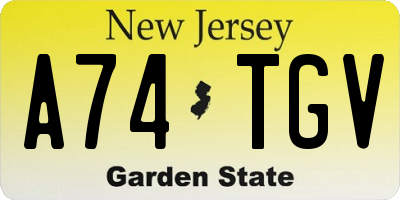 NJ license plate A74TGV