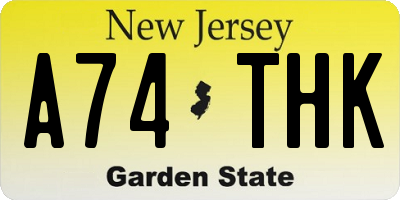 NJ license plate A74THK