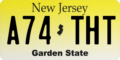 NJ license plate A74THT