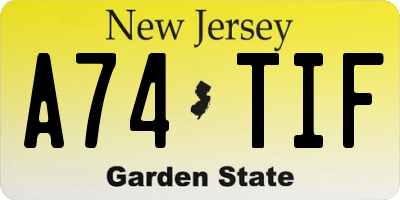 NJ license plate A74TIF