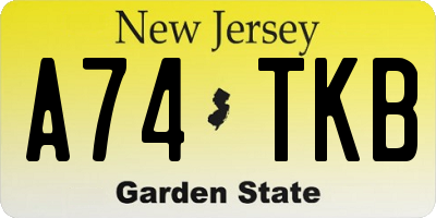 NJ license plate A74TKB
