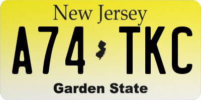 NJ license plate A74TKC