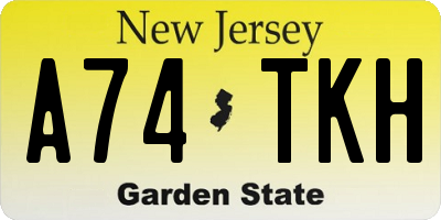 NJ license plate A74TKH