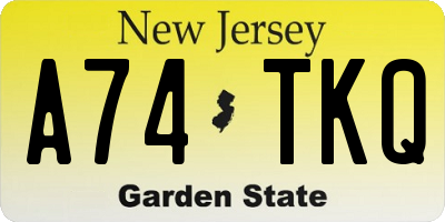 NJ license plate A74TKQ