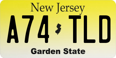 NJ license plate A74TLD