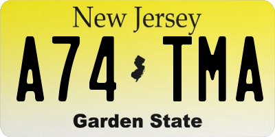 NJ license plate A74TMA