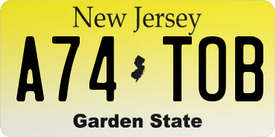 NJ license plate A74TOB