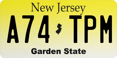NJ license plate A74TPM