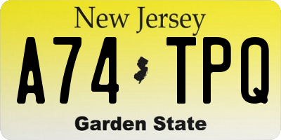 NJ license plate A74TPQ
