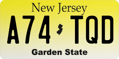 NJ license plate A74TQD