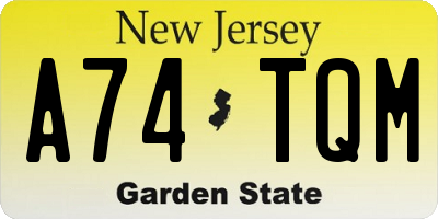 NJ license plate A74TQM