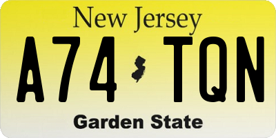 NJ license plate A74TQN