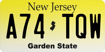NJ license plate A74TQW