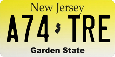 NJ license plate A74TRE