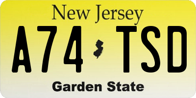 NJ license plate A74TSD