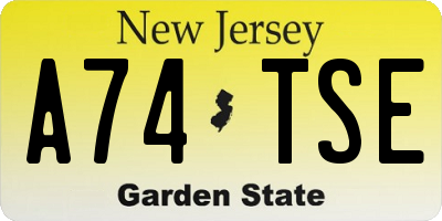 NJ license plate A74TSE