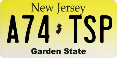 NJ license plate A74TSP