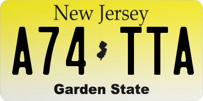 NJ license plate A74TTA