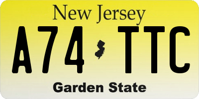 NJ license plate A74TTC