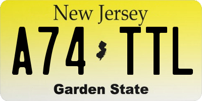 NJ license plate A74TTL