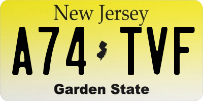 NJ license plate A74TVF