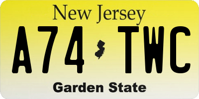 NJ license plate A74TWC
