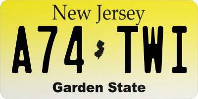 NJ license plate A74TWI