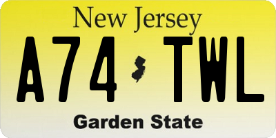 NJ license plate A74TWL