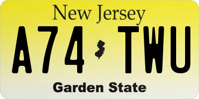 NJ license plate A74TWU