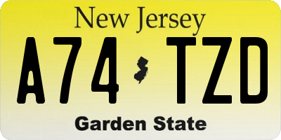 NJ license plate A74TZD