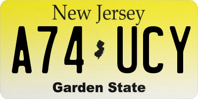 NJ license plate A74UCY