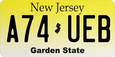NJ license plate A74UEB