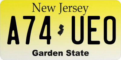 NJ license plate A74UEO