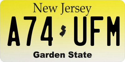 NJ license plate A74UFM