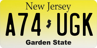 NJ license plate A74UGK