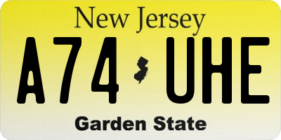 NJ license plate A74UHE