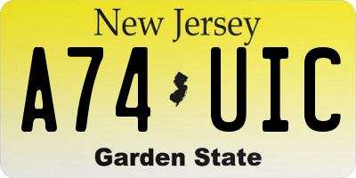 NJ license plate A74UIC