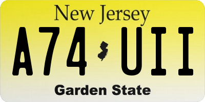 NJ license plate A74UII