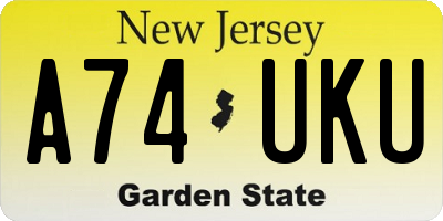 NJ license plate A74UKU
