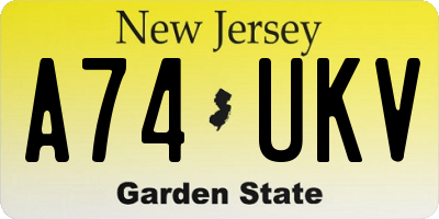 NJ license plate A74UKV