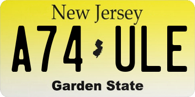 NJ license plate A74ULE