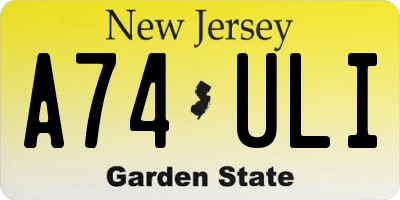 NJ license plate A74ULI