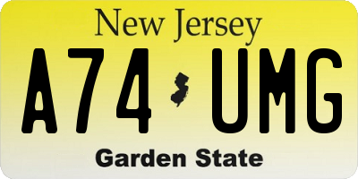 NJ license plate A74UMG