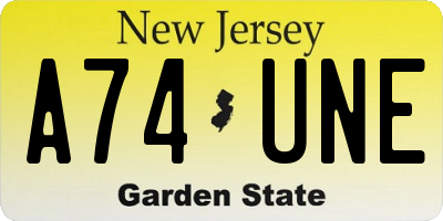 NJ license plate A74UNE