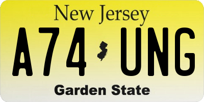 NJ license plate A74UNG