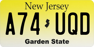 NJ license plate A74UQD