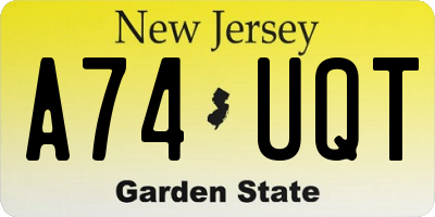 NJ license plate A74UQT